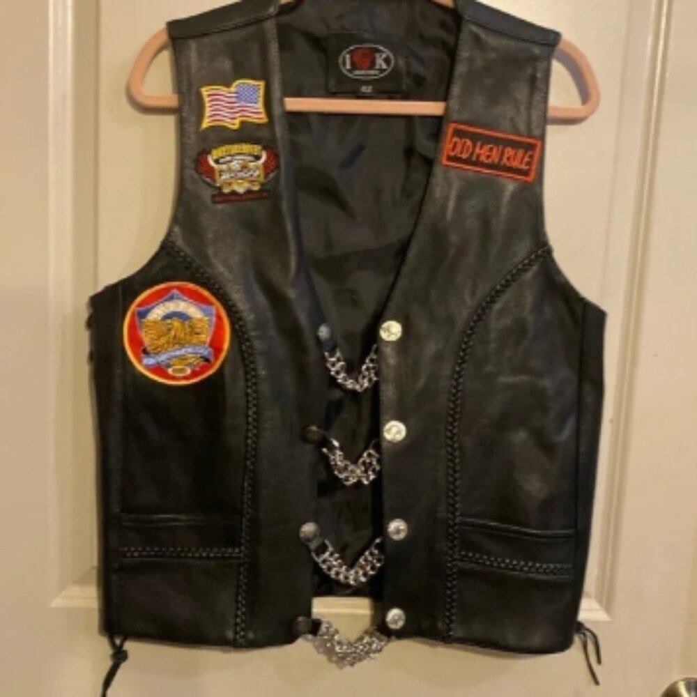 IK Leather Mens Motorcycle vest perfect condition vintage size 42